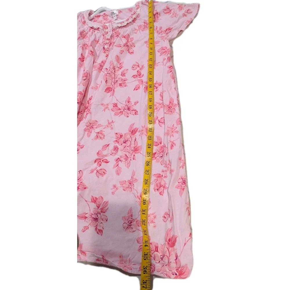 Aria Nightgown 100% Cotton Women's Scoop Neck Pockets Pink Cottage Core